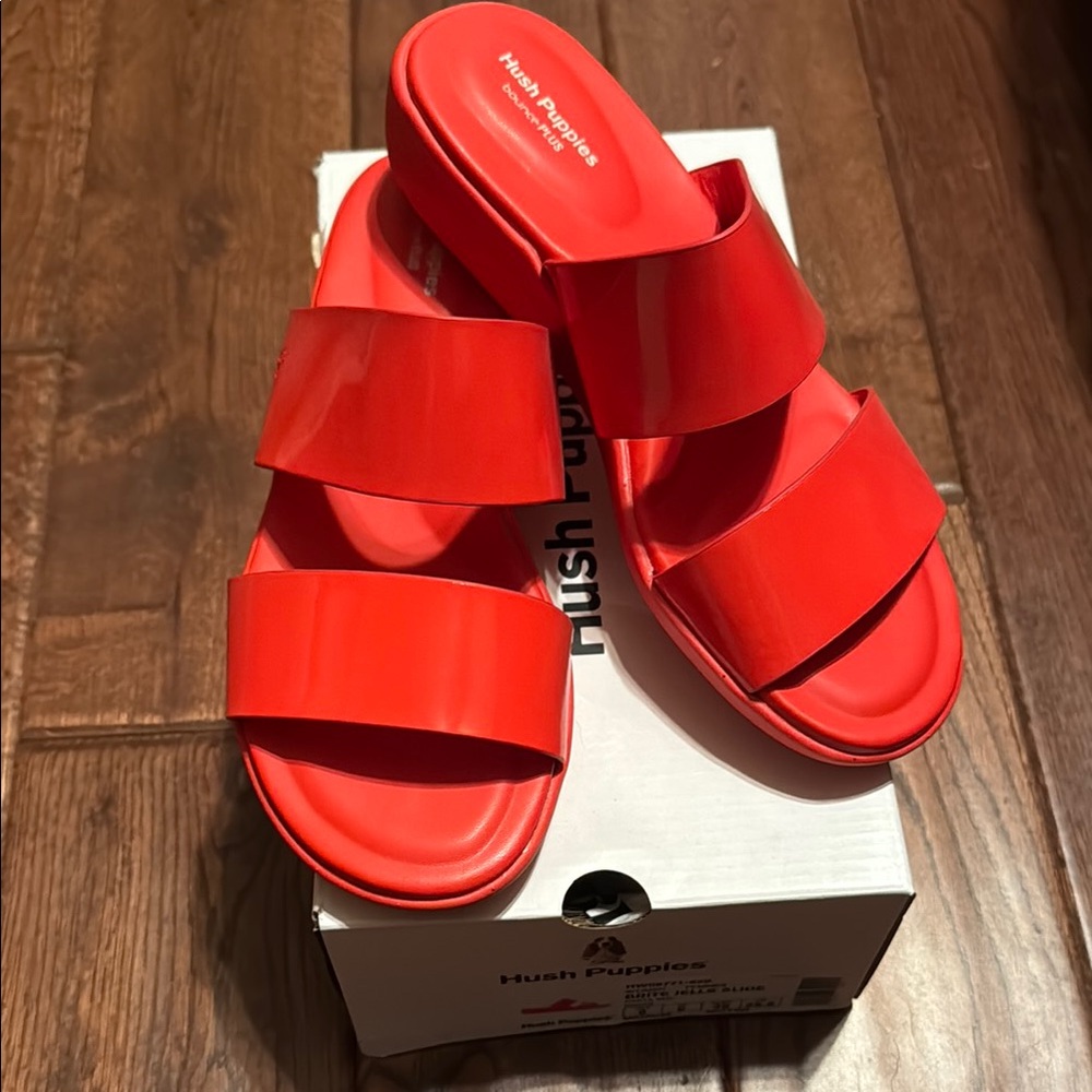 Hush Puppies Brite Jells Slide - Fiesta Red Women’s Size 8 - Bounce Plus - NIB